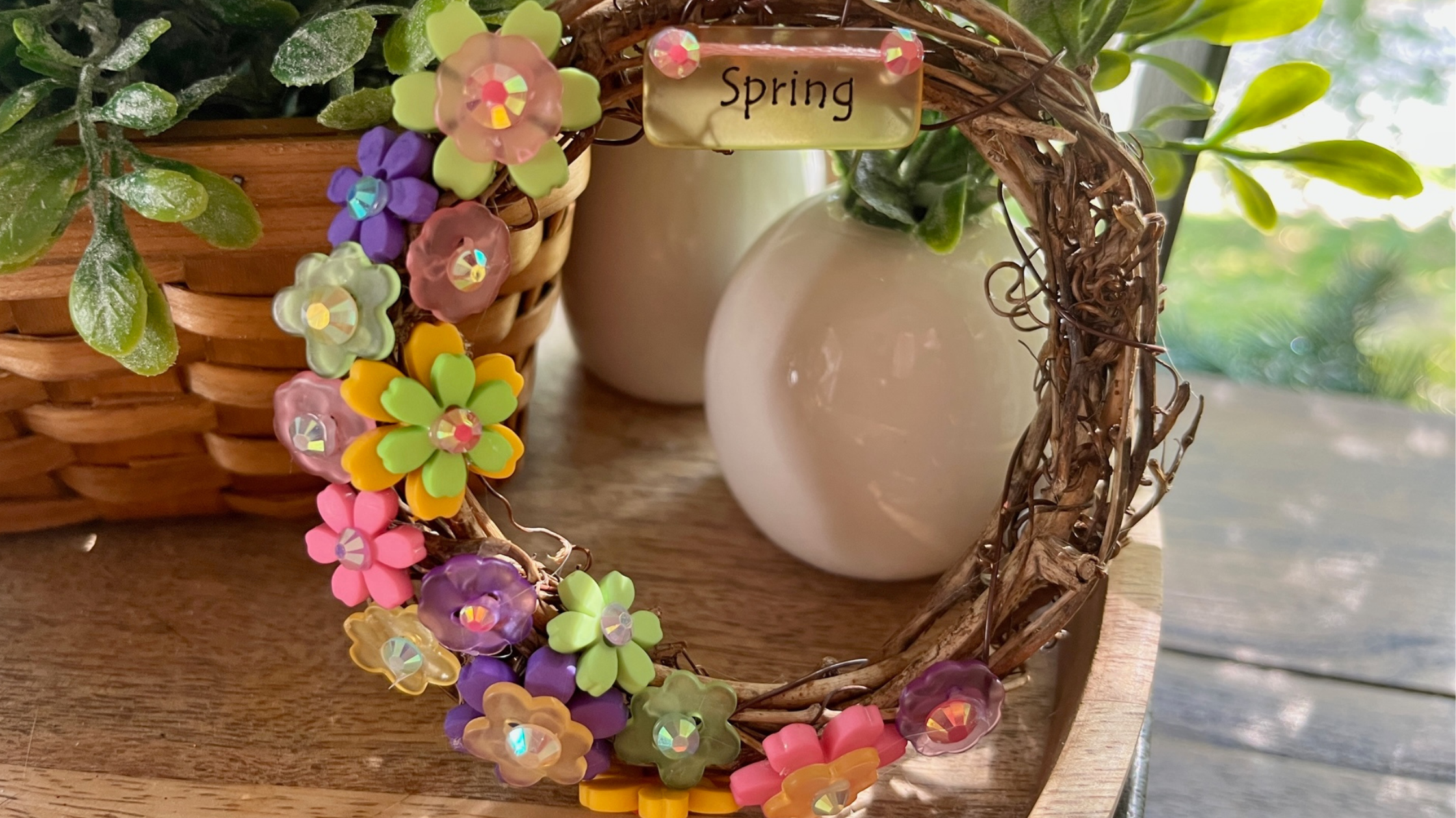 Miniature Flower Button Wreath