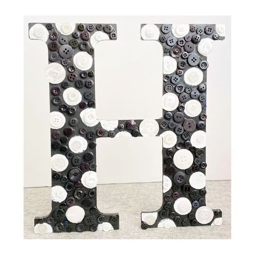 DIY Polka & Button “H” Monogram