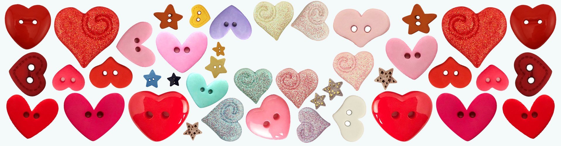 Hearts & Stars themed buttons for scrapbooks, card making and crafts