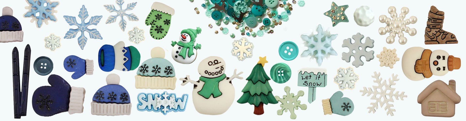 Buttons Galore Christmas Themed Buttons-Glistening Snow 12/Pkg