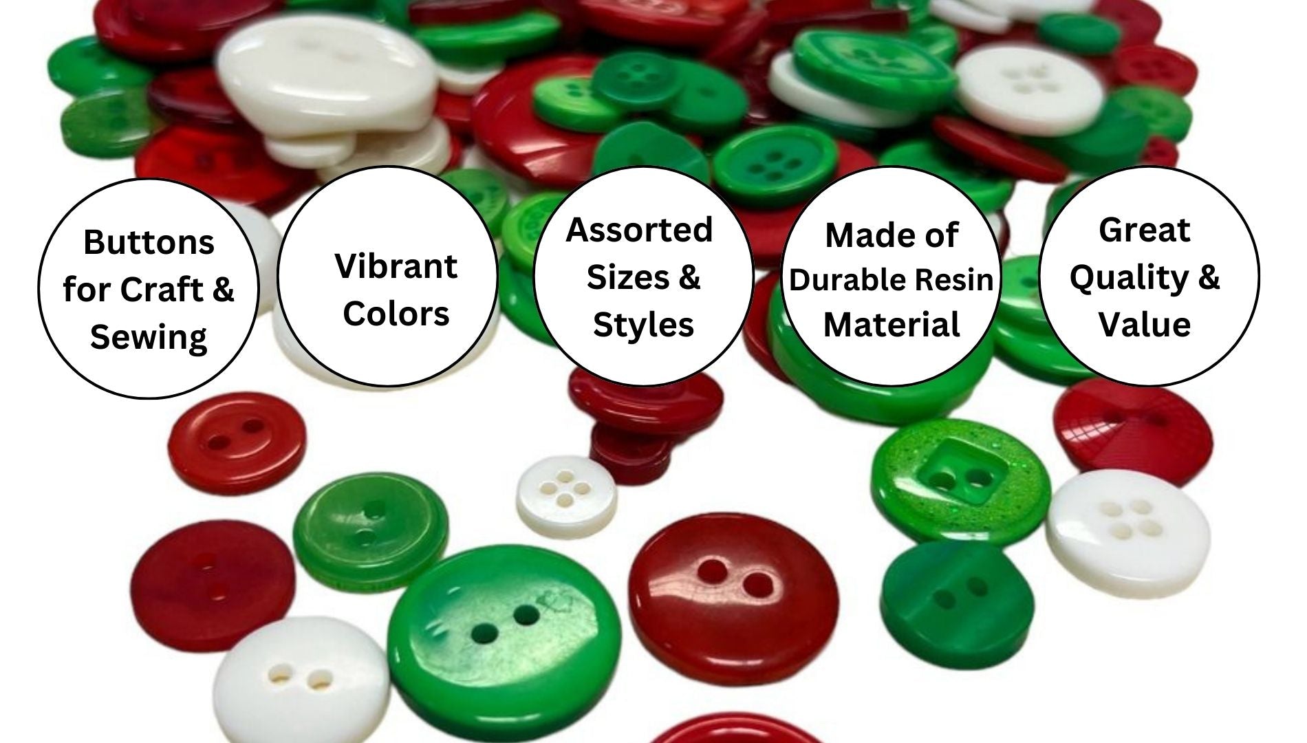 500-700 Pcs Christmas Color Assorted Sizes Round Resin Buttons for Crafts Sewing (Christmas)