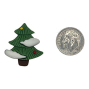 Hand Painted Snowy Christmas Tree Flat Back Resin – Holiday Craft Embellishment - 25 pcs