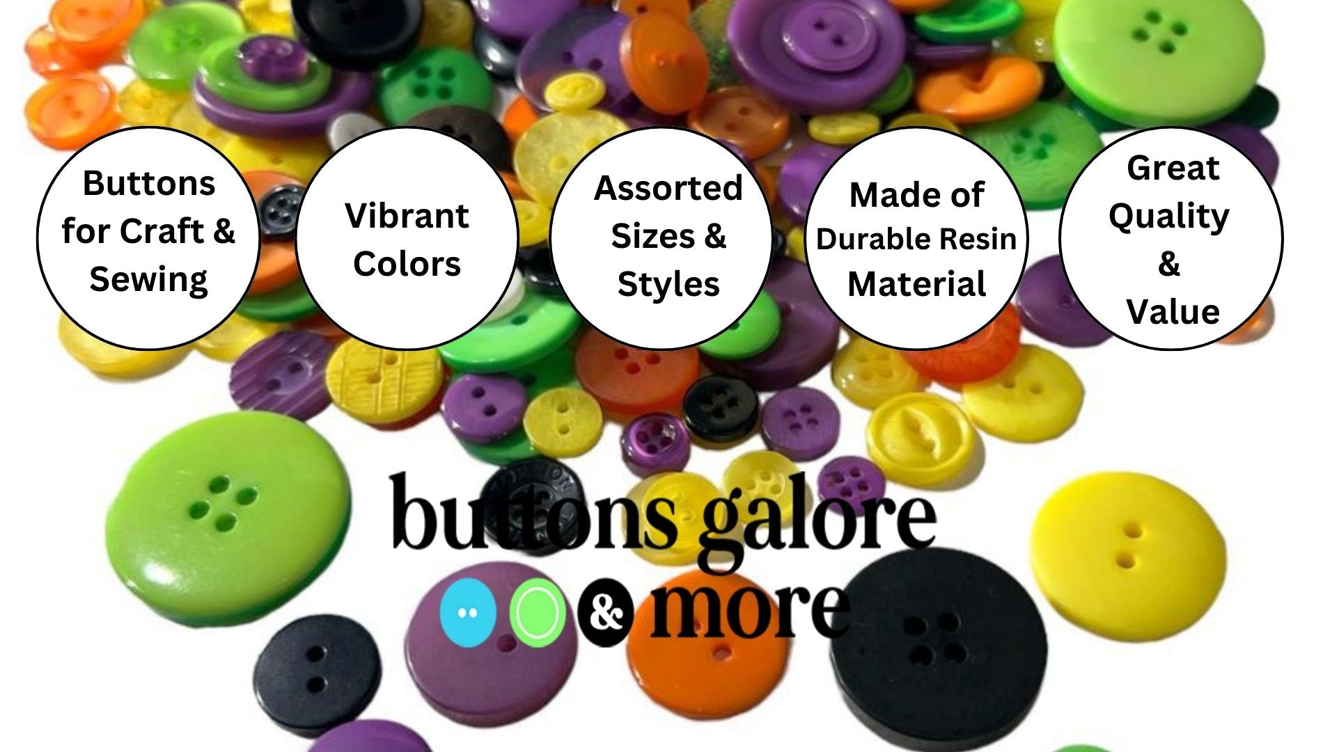 500-700 Pcs Halloween Color Assorted Sizes Round Resin Buttons for Crafts Sewing (Halloween)