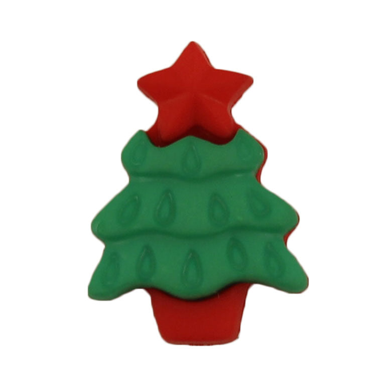 Mini Christmas Tree Button with Star Topper โ Holiday Craft Embellishment