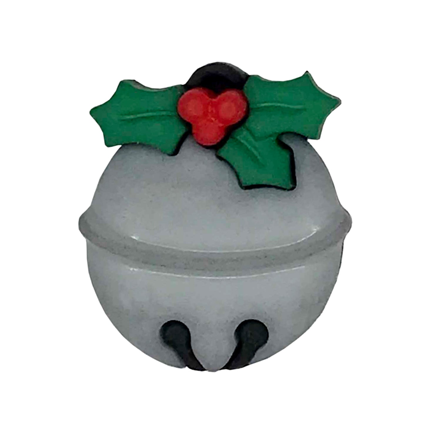 Christmas Jingle Bell Button with Holly – Craft & Sewing Embellishment