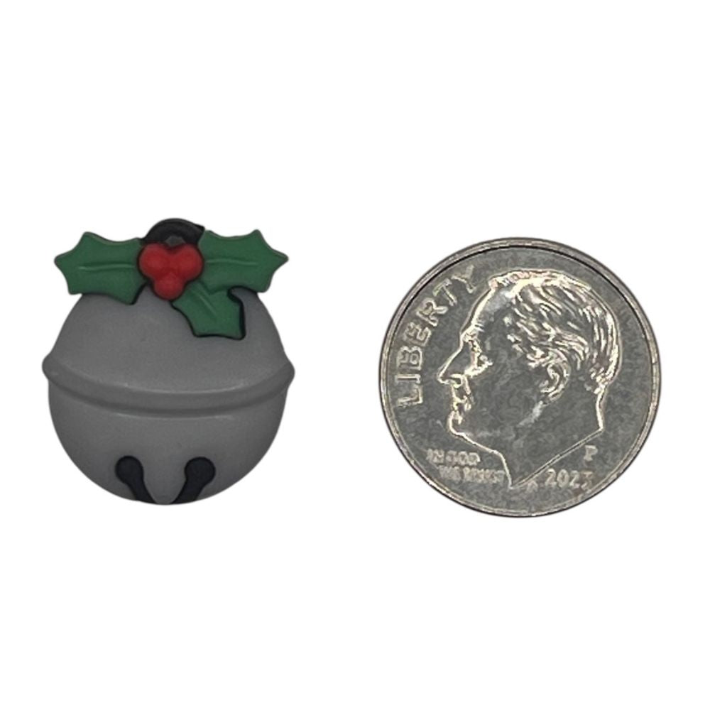Christmas Jingle Bell Button with Holly – Craft & Sewing Embellishment