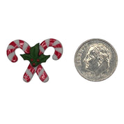 Crossed Candy Canes with Holly Christmas Craft Button – Holiday Sewing & DIY Embellishment