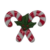 Crossed Candy Canes with Holly Christmas Craft Button – Holiday Sewing & DIY Embellishment
