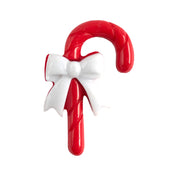 Candy Cane Button with White Bow – Christmas Craft & Sewing Embellishment