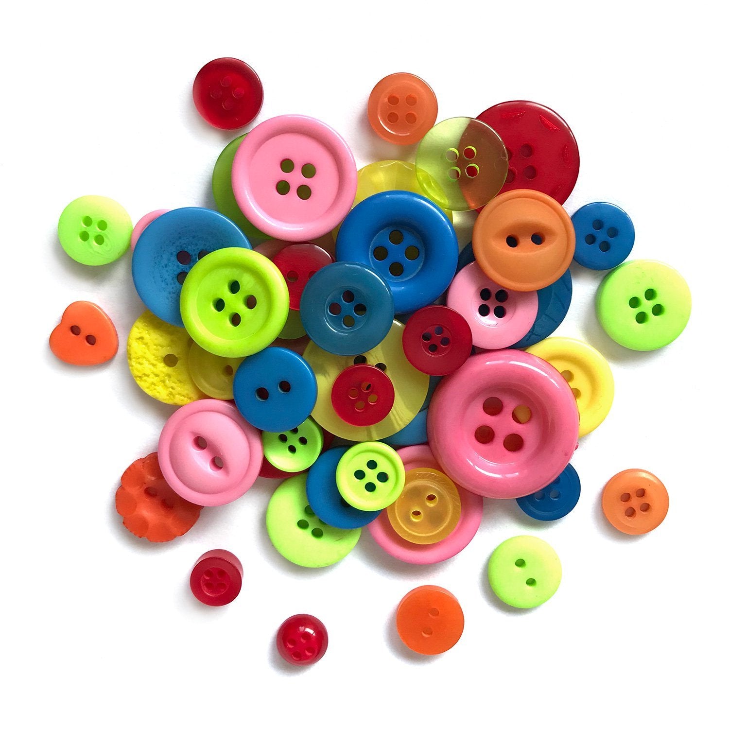DISCONTINUED - 100 or 200 Bright rainbow round buttons round assorted mix  crafts plastic assorted buttons bright rainbow mash round GROUP A