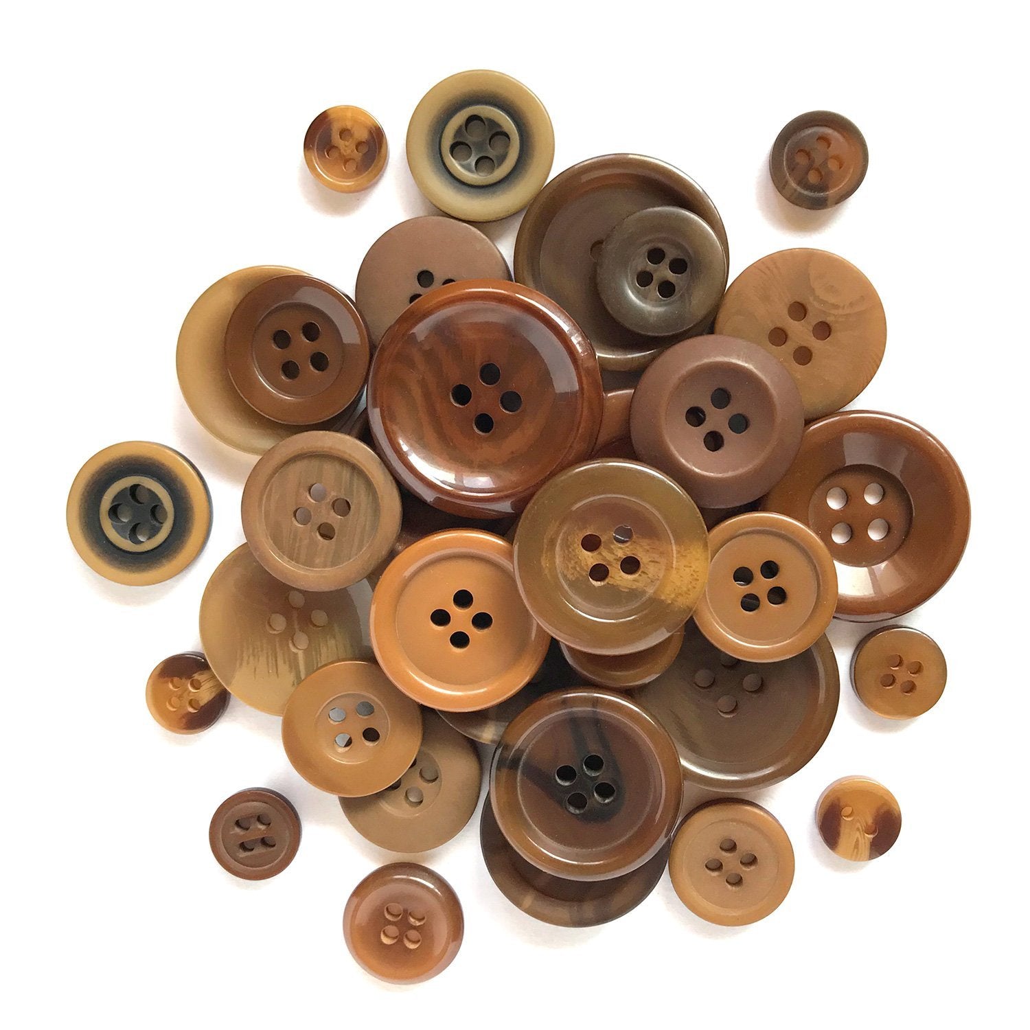  Pack of 12 Beige Buttons 0.6 inch Brown Buttons 4 Hole Round  Buttons Blouse Button Sewing Plastic Buttons Crafts Button 24L