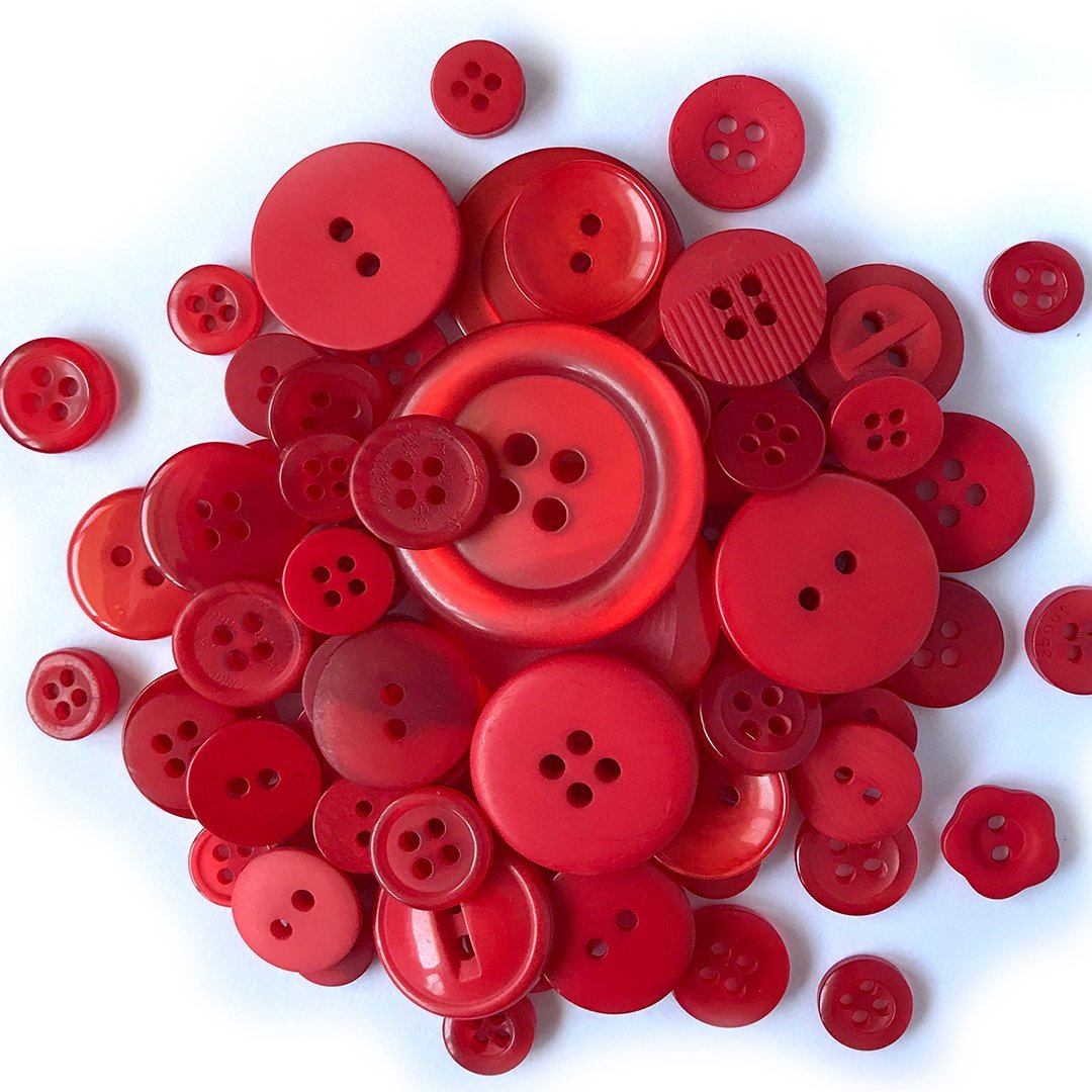 Bright red Buttons for Crafts Sewing Scrapbooks and Quilts