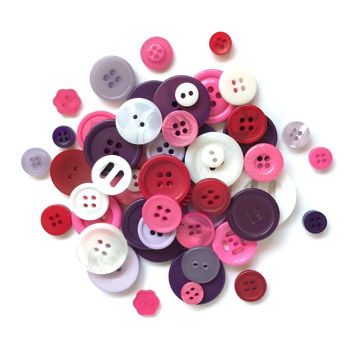 Pink, purple, lavender & white Buttons for Crafts Sewing