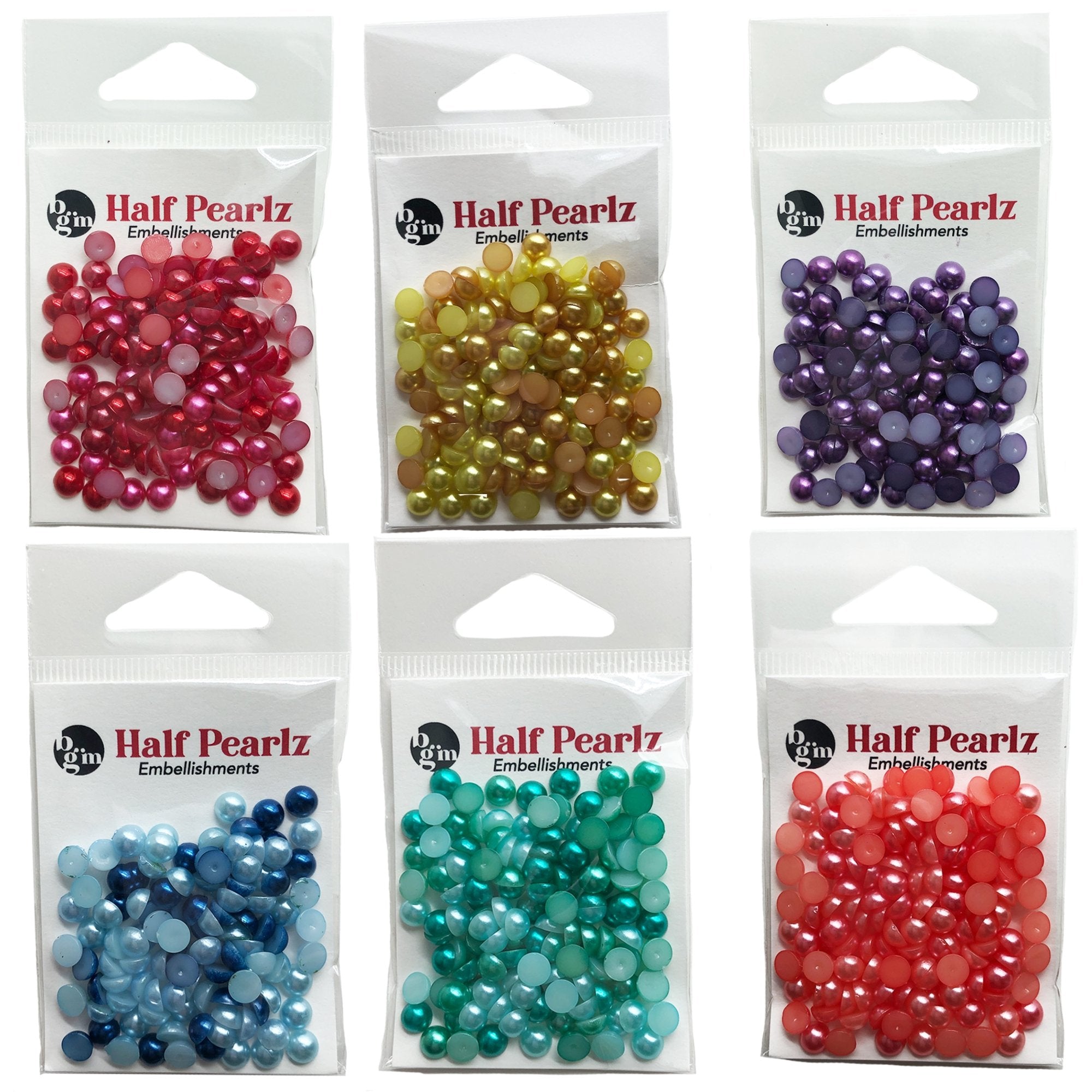 Flat Back Pearls - Bright Colors