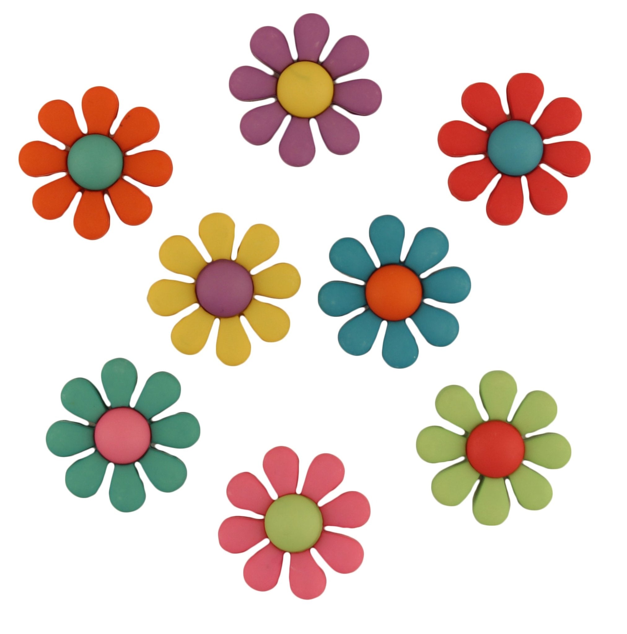 BUT- 50F - Assorted Flower Buttons - Set of 50