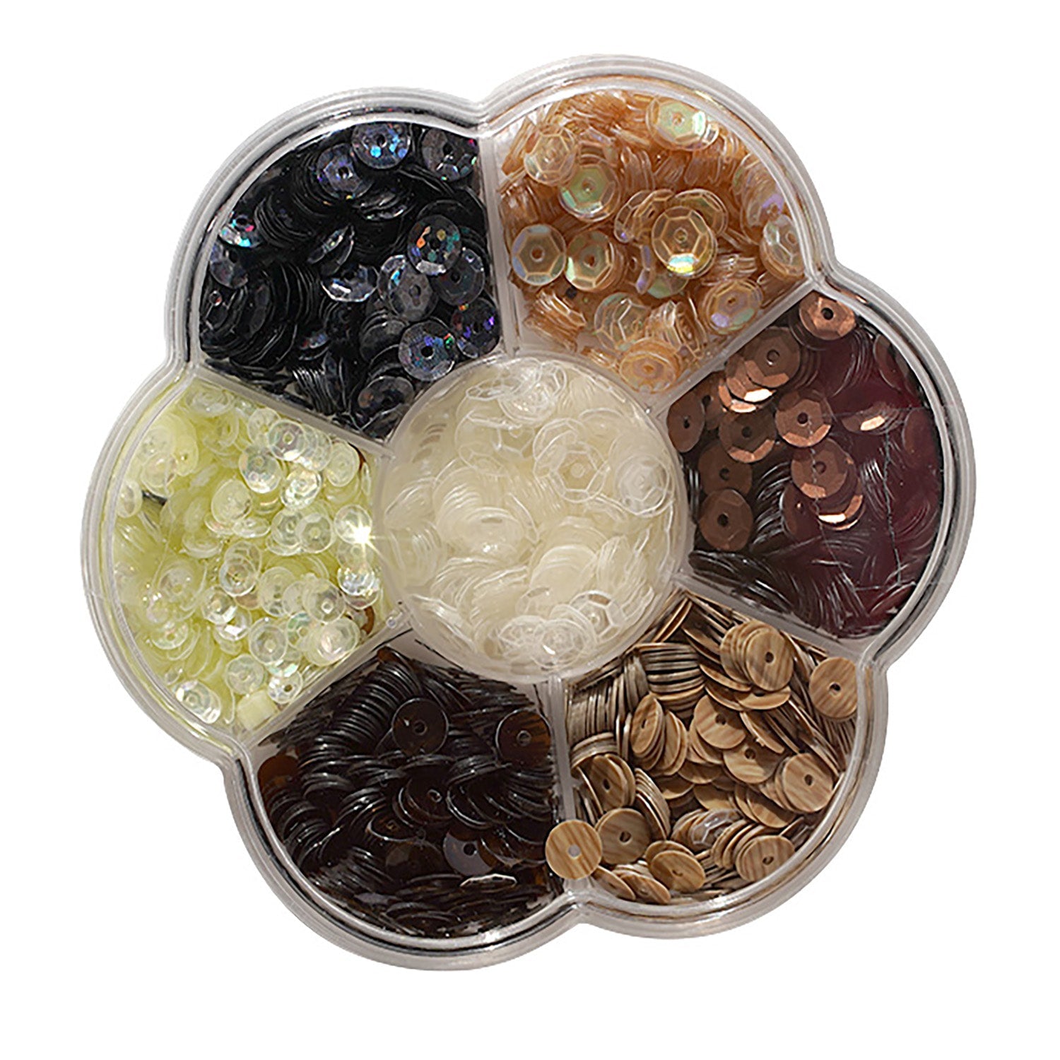 Neutral Bulk Sequins in Flower Box - Buttons Galore and More