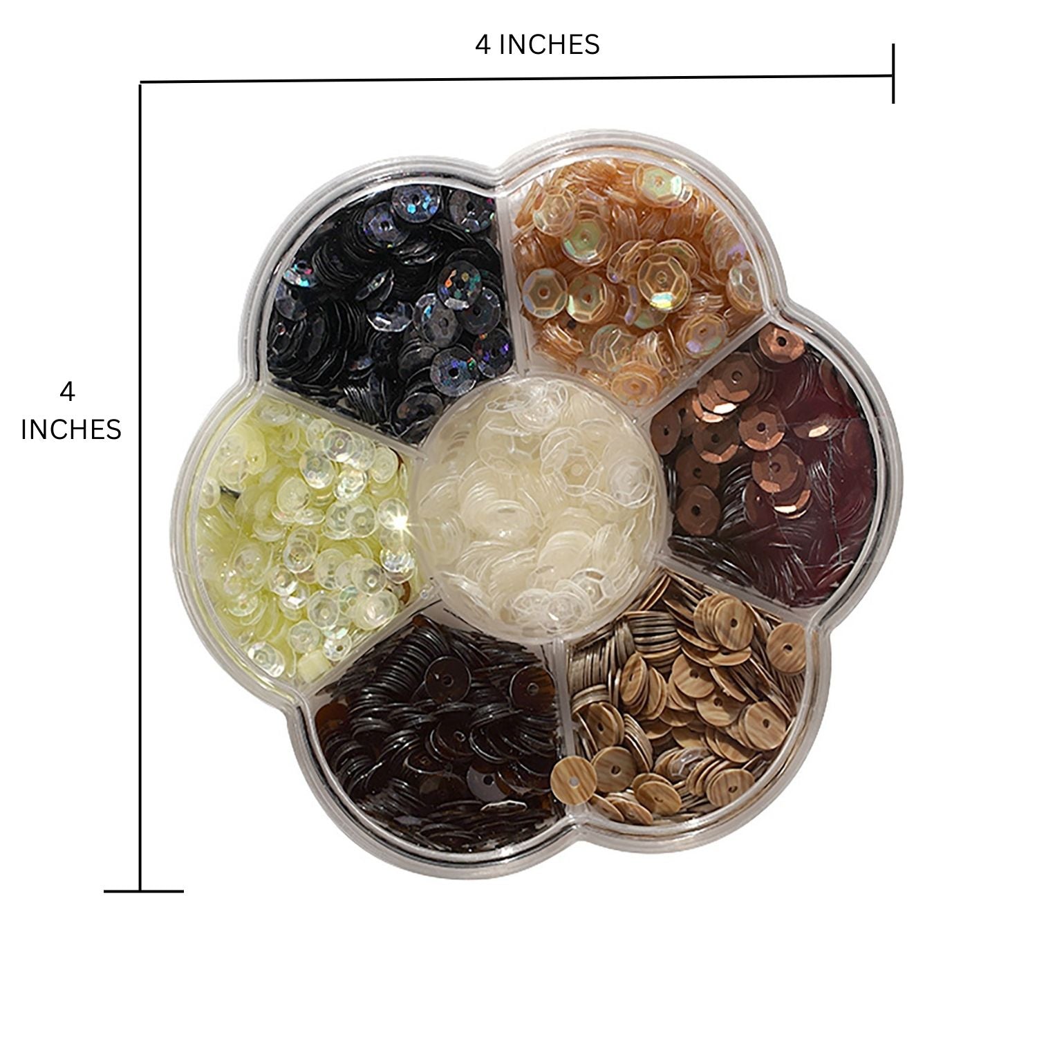 Neutral Bulk Sequins in Flower Box - Buttons Galore and More