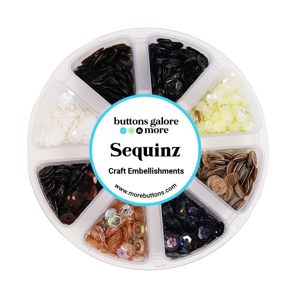Neutral Sequins in Pinwheel Box - Buttons Galore and More