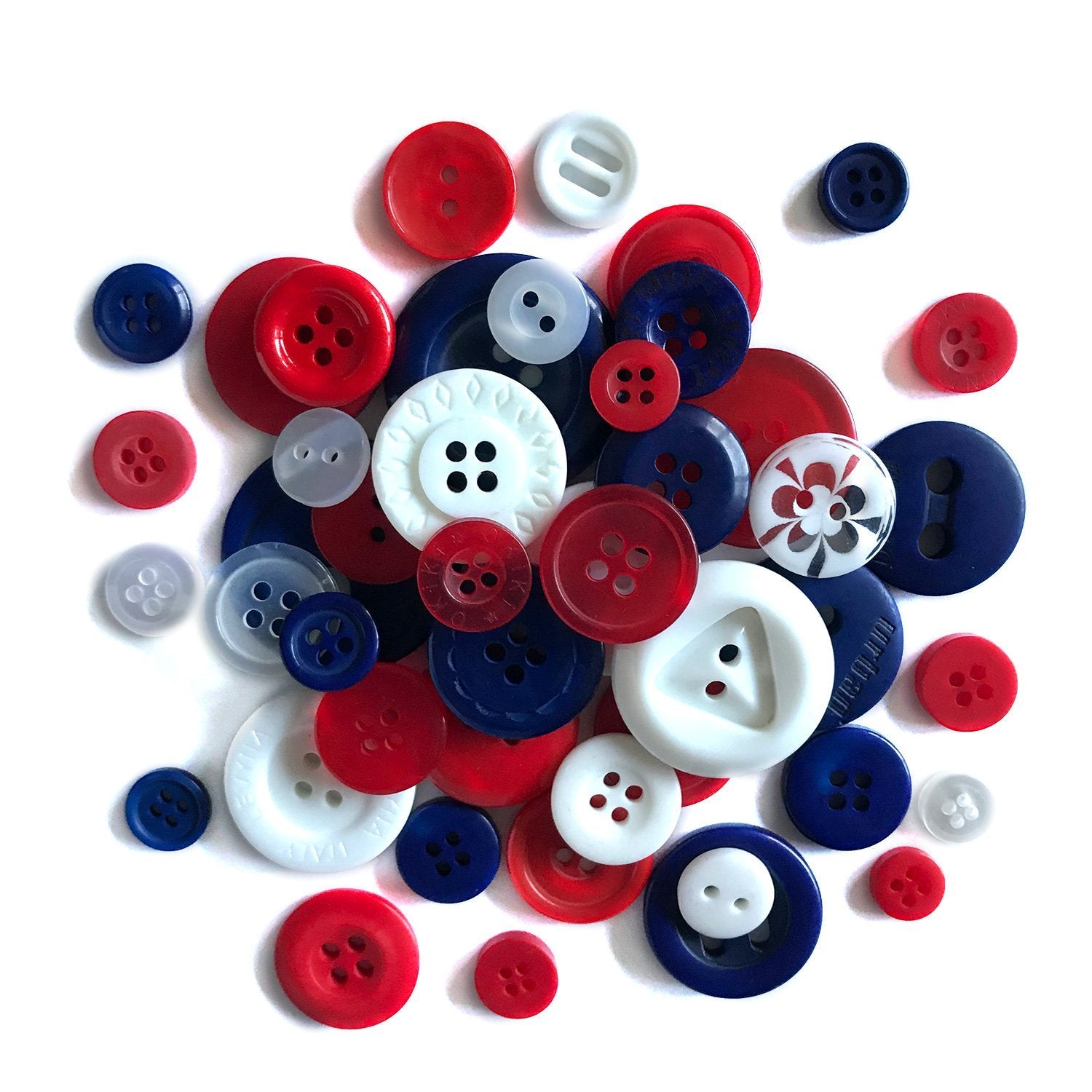 Red, white & blue Buttons for Crafts Sewing Scrapbooks and Quilts