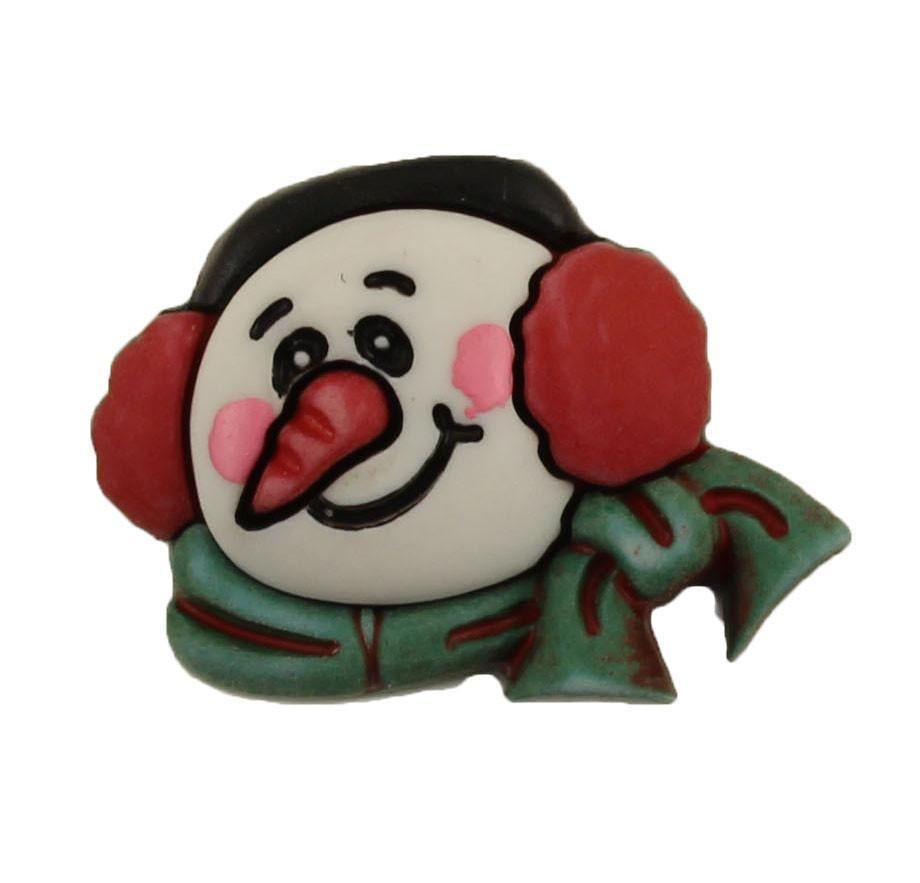 Snowman With Ear Muffs - Buttons Galore and More