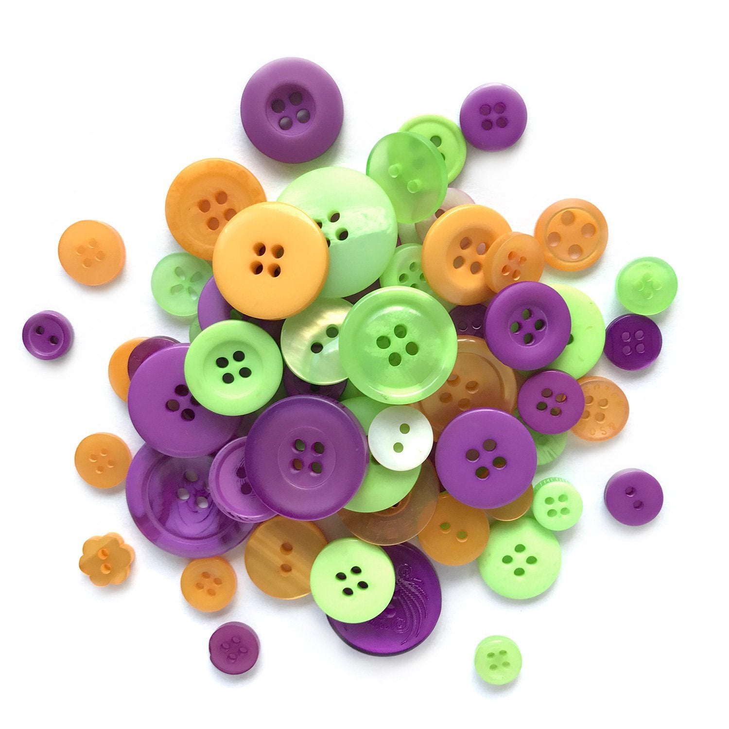 Bright Purple, Lime Green & Orange Buttons for Crafts Sewing