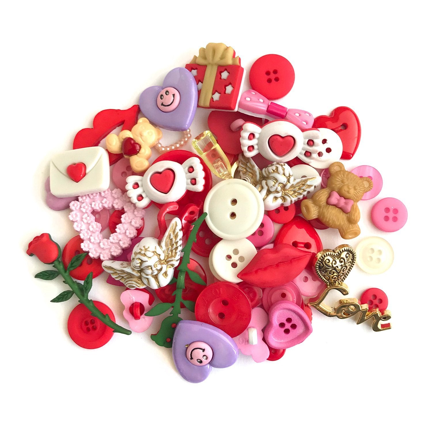 Buttons Galore Value Pack of Buttons for Crafts and Sewing- Valentine- 50+ Buttons