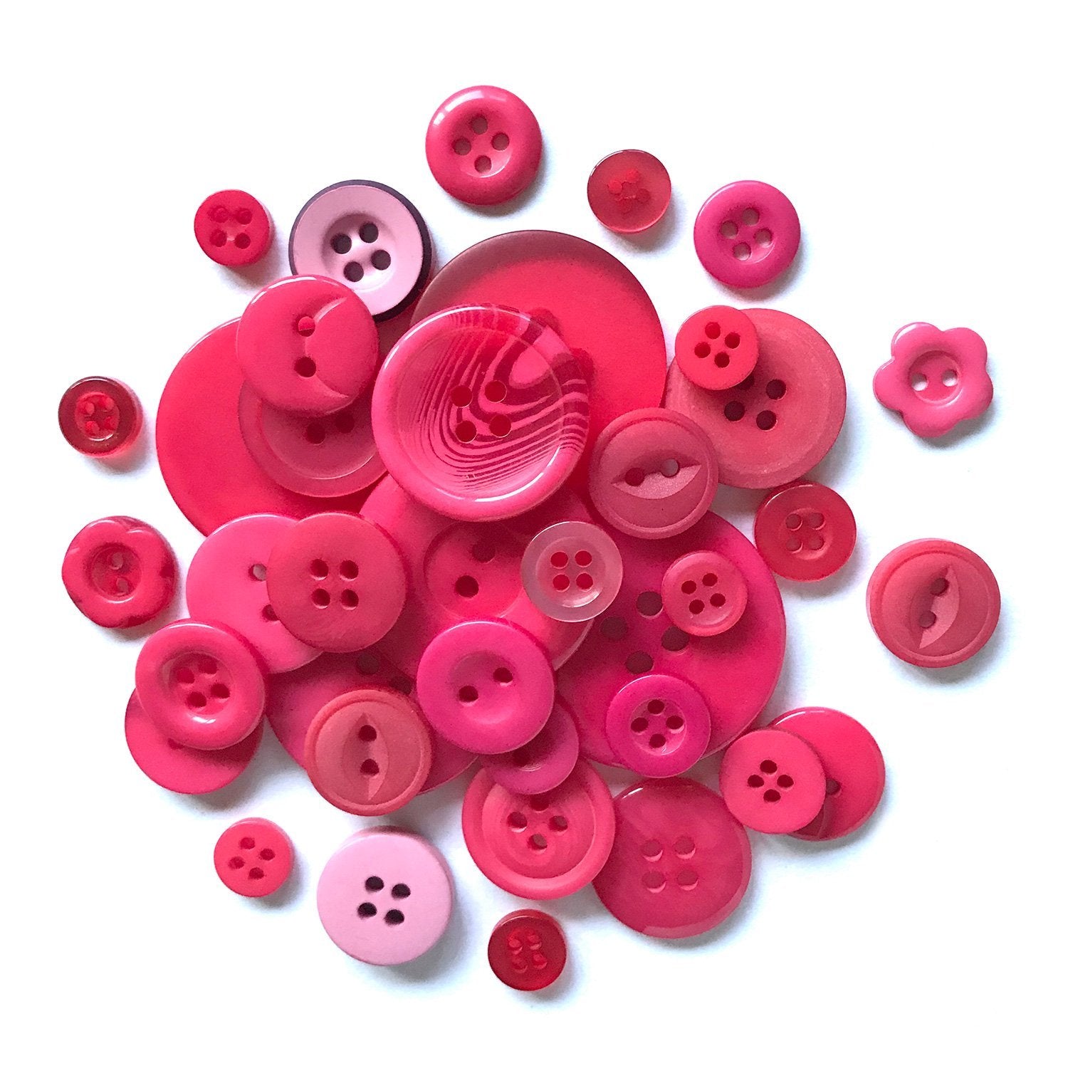 Bright pink Buttons for Crafts Sewing Scrapbooks and Quilts