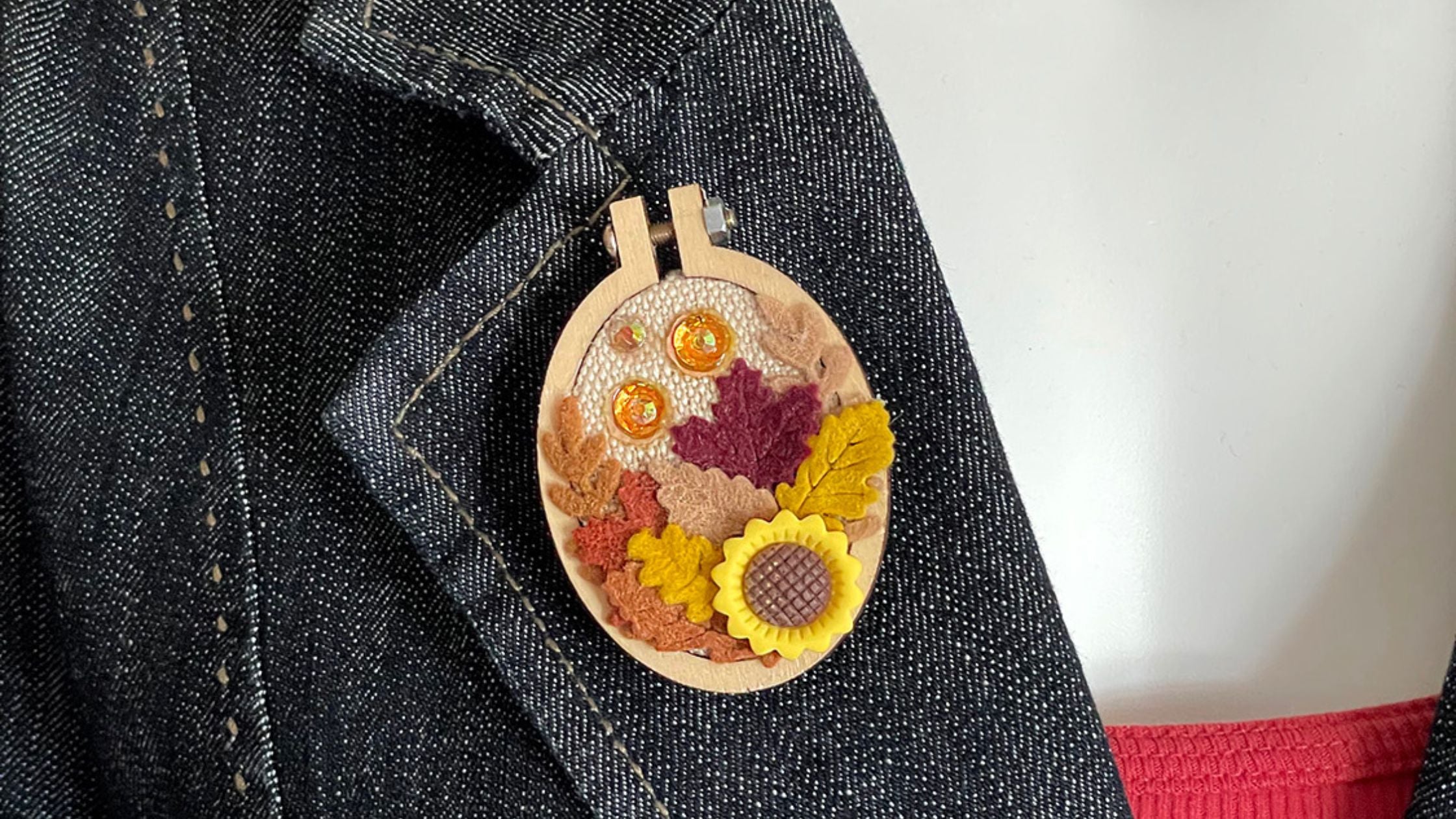 Fall Embellished Hoop Brooch