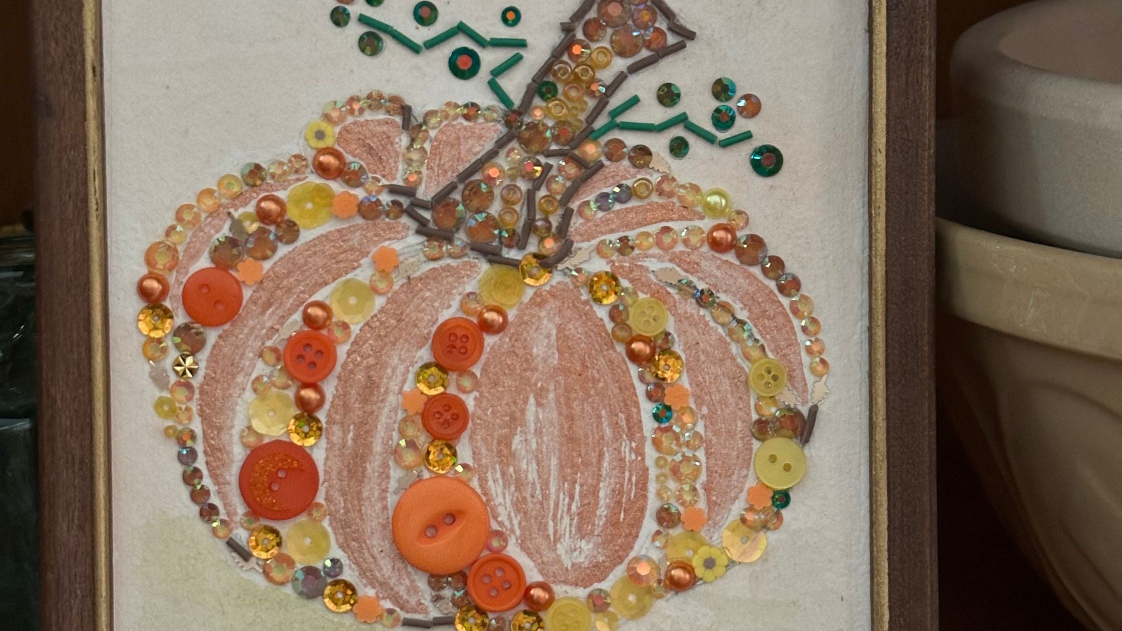 Mixed Media Framed Pumpkin