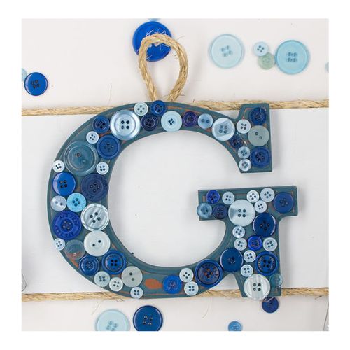 DIY Ocean Breeze “G” Button Monogram Plaque