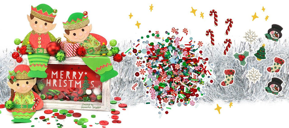 Elf Shelf Shadow Box Shaker - Buttons Galore and More