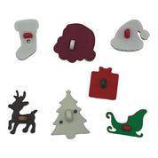 Santa's On His Way Christmas Craft & Sewing Buttons – Santa & Sleigh Novelty Button Theme Pack | 7 Hand-Painted Holiday Buttons