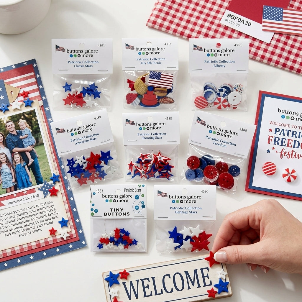 Patriotic Craft and Sewing Button Variety Pack – 8 packs