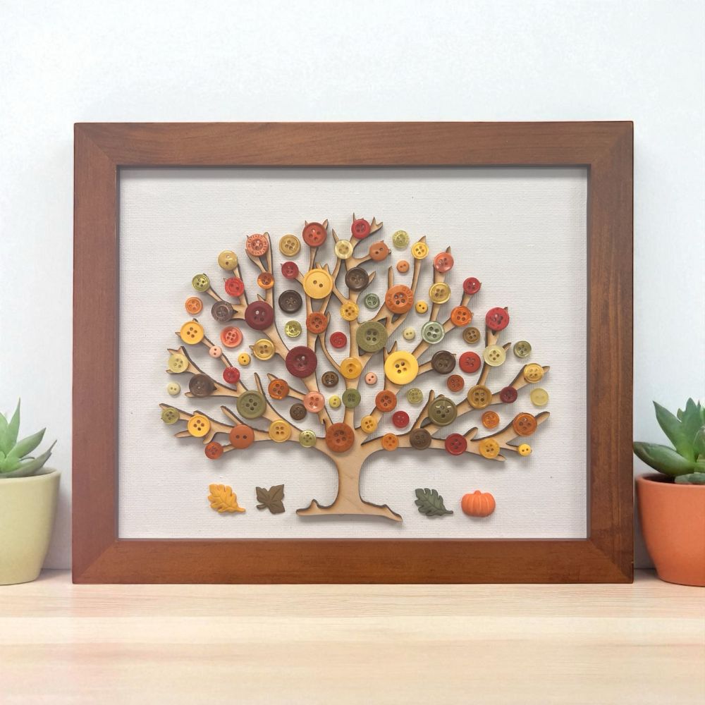 Tree Button Fall Craft Fall Tree Button Art DIY Canvas Kit – Buttons Galore and More