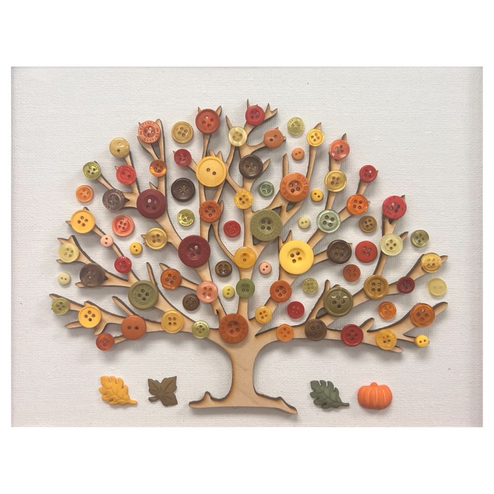 Autumn Tree Button Art DIY Canvas Kit