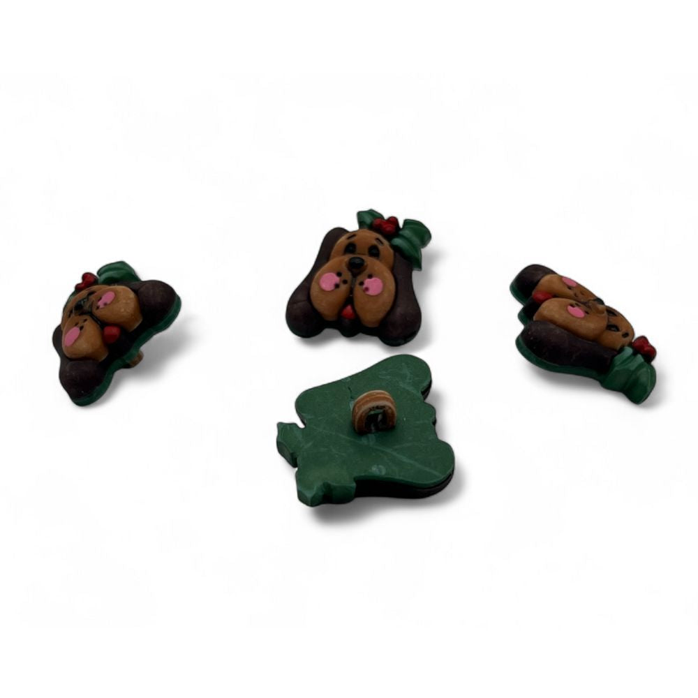 Holiday Dog Craft Button – Christmas Puppy Embellishment