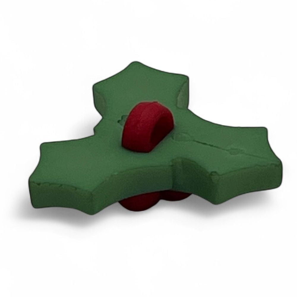 Holly Craft Button – Christmas Leaves & Berries Embellishment