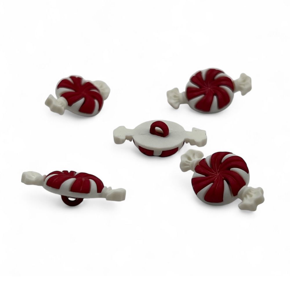 Peppermint Candy Button – Red & White Christmas Craft Embellishment