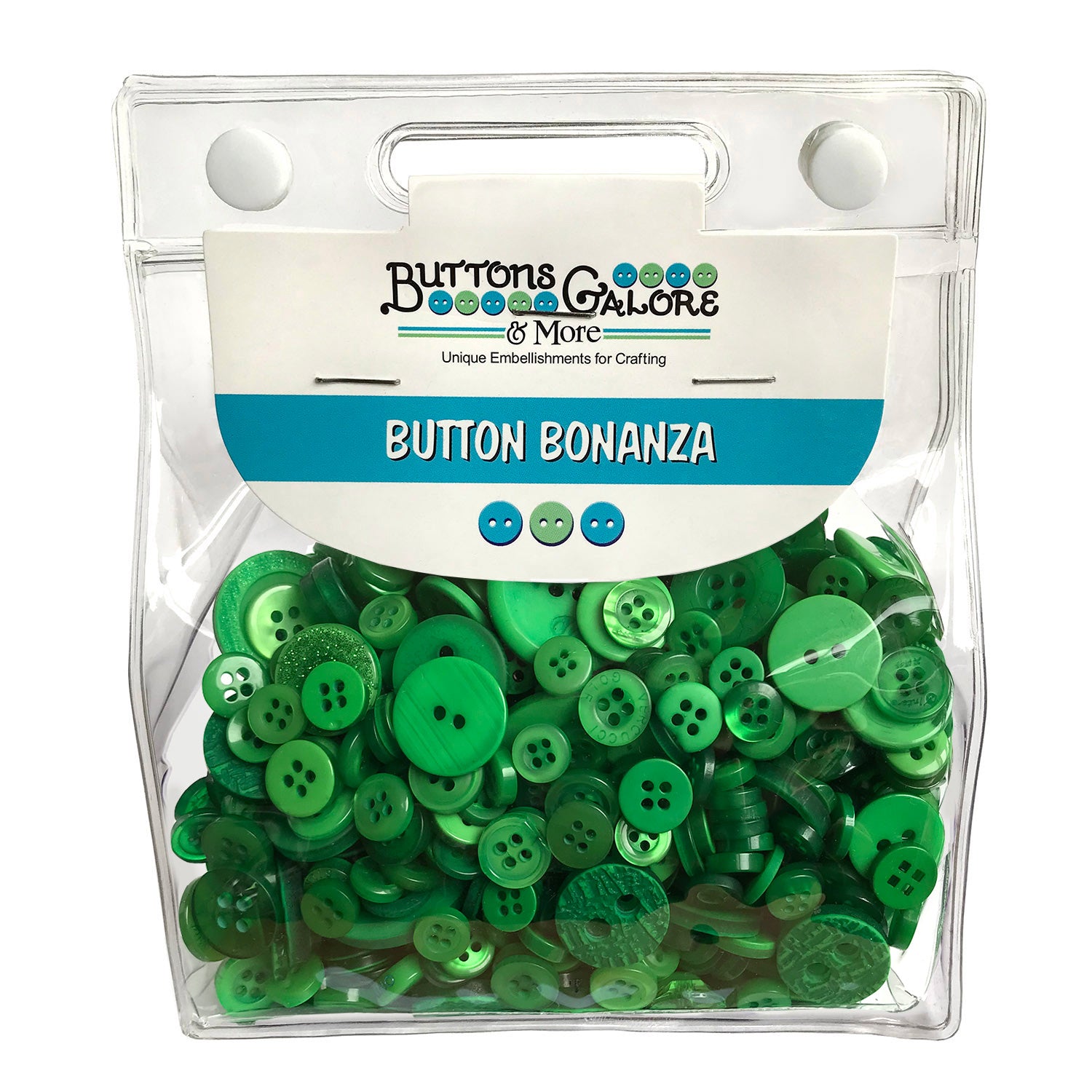 Green Mix Matte Plastic Craft Buttons (65pcs)