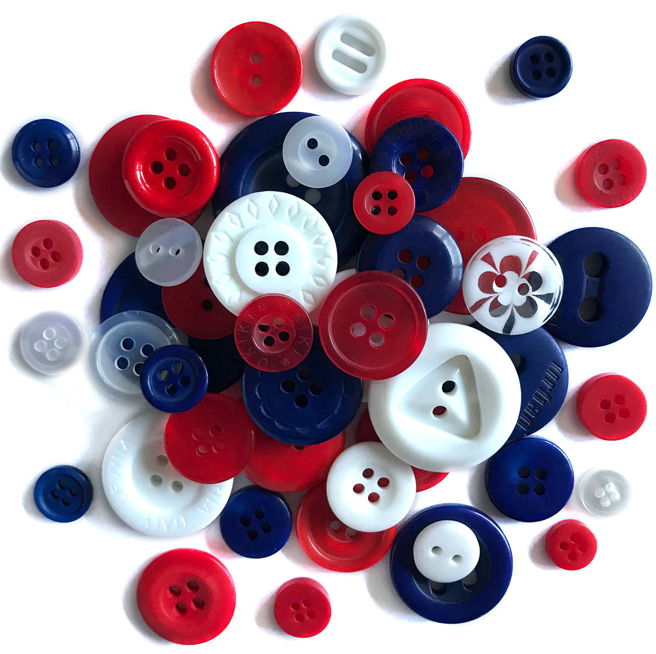 America 250 Button Jar – Red, White & Blue Hand-Dyed Sewing Buttons