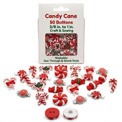 Candy Cane & Peppermint Christmas Buttons – Assorted Holiday Craft & Sewing Embellishments