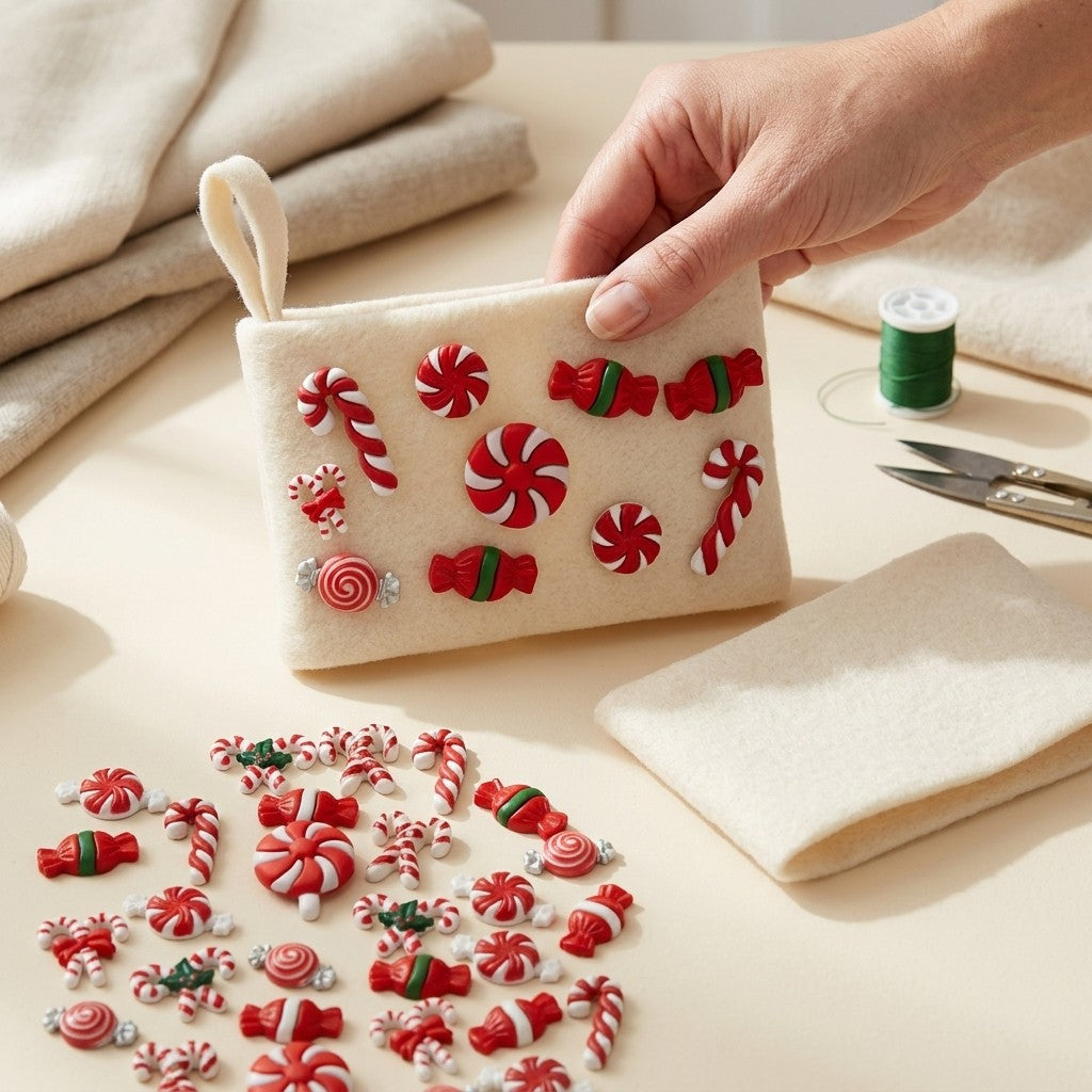 Candy Cane & Peppermint Christmas Buttons – Assorted Holiday Craft & Sewing Embellishments