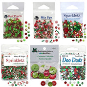 Christmas Craft Embellishment Bundle – 6-Pack Holiday Buttons, Beads & Sequins