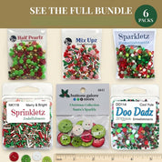 Christmas Craft Embellishment Bundle – 6-Pack Holiday Buttons, Beads & Sequins