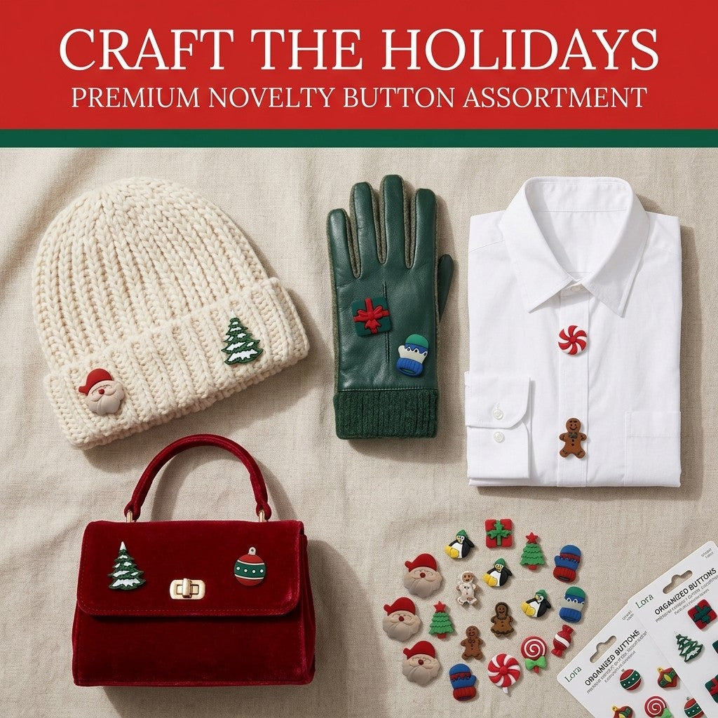 Christmas Collection Bundle – 6 Themed Packs, 50+ Piece Novelty Holiday Button Set