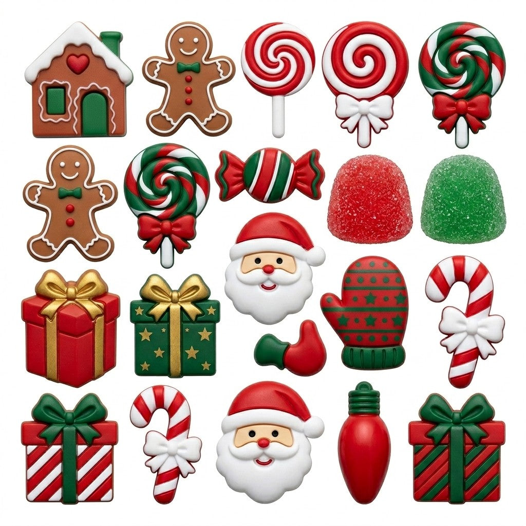Christmas Craft Buttons – 50+ Piece 3D Holiday Assortment Novelty Buttons for Sewing, Scrapbooking, DIY Decor & Card Making