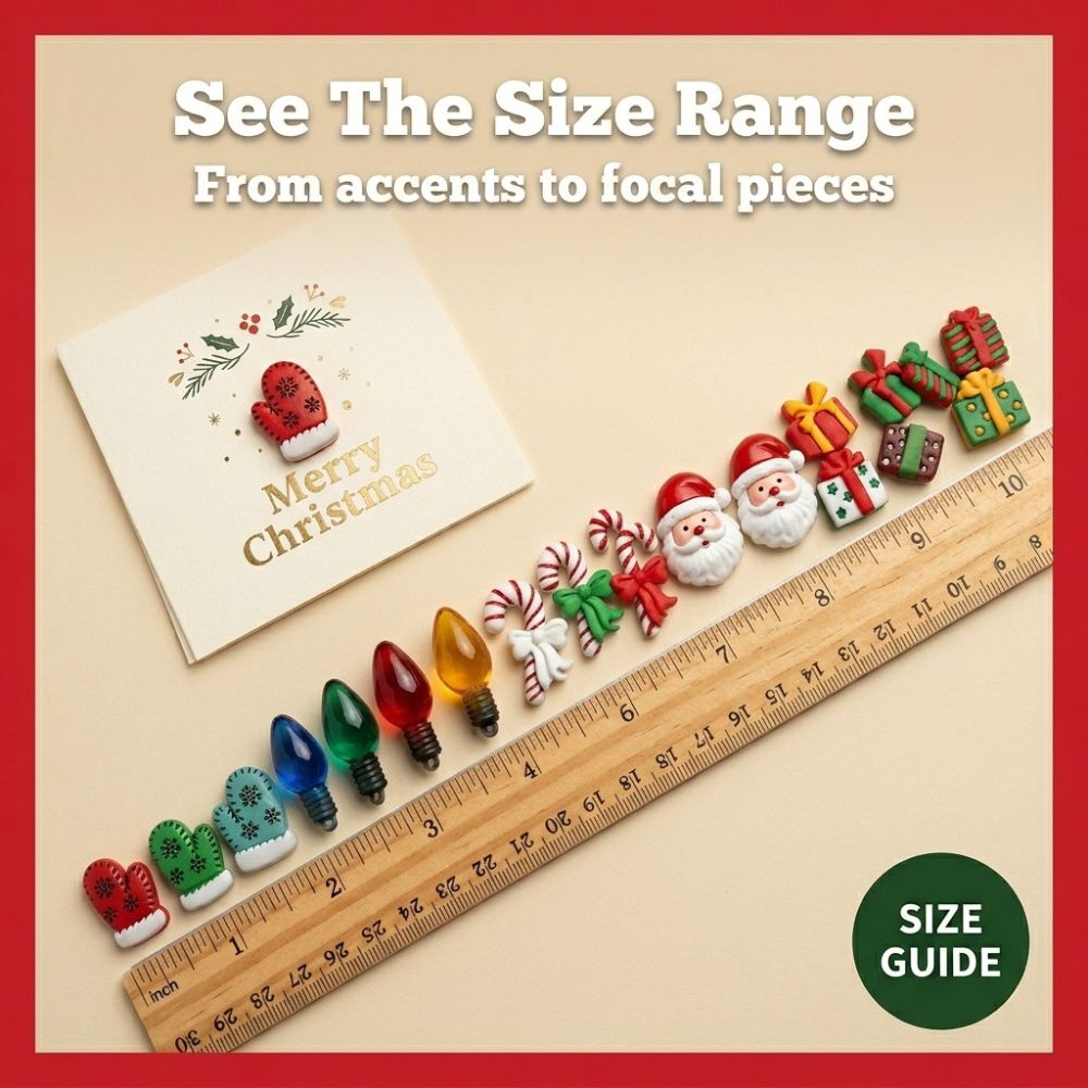 Christmas Craft Buttons – 50+ Piece 3D Holiday Assortment Novelty Buttons for Sewing, Scrapbooking, DIY Decor & Card Making