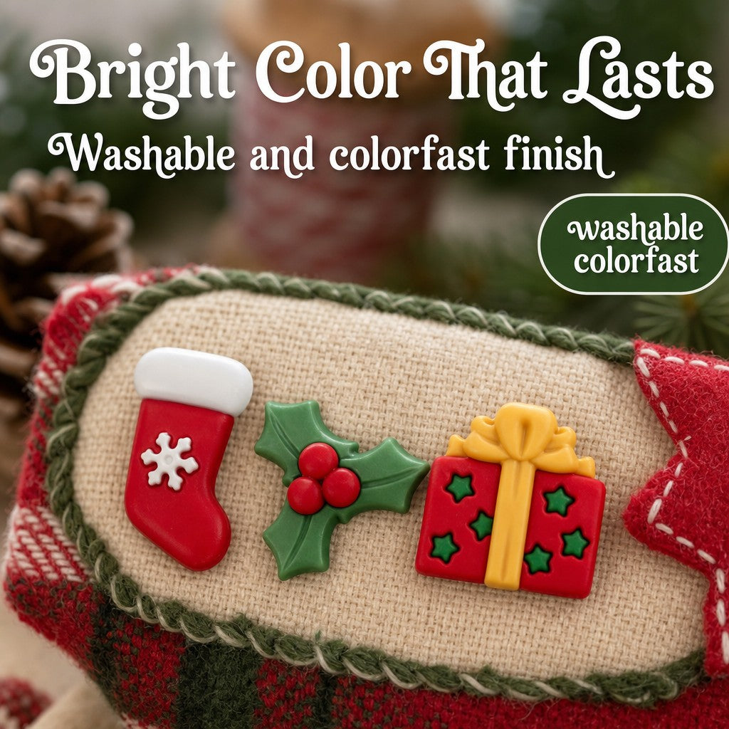 Christmas Buttons Assortment – 50+ Piece Holiday Craft & Sewing Button Bundle, 6 Unique Packs