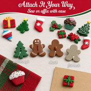 Christmas Buttons Assortment – 50+ Piece Holiday Craft & Sewing Button Bundle, 6 Unique Packs