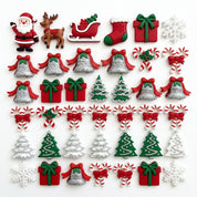 Christmas Buttons for Crafts – 33 Piece Holiday Assortment 3D Novelty Buttons for Sewing, Scrapbooking, Card Making